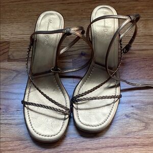 Massimo Dutti, MID-HEEL LEATHER SANDALS WITH PLAITED STRAPS